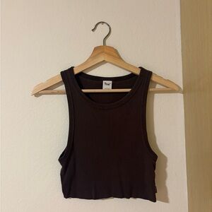 TNA Aritzia Dark Brown Crop Tank Top